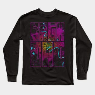 Baghdad, Iraq City Map Typography - Neon Long Sleeve T-Shirt